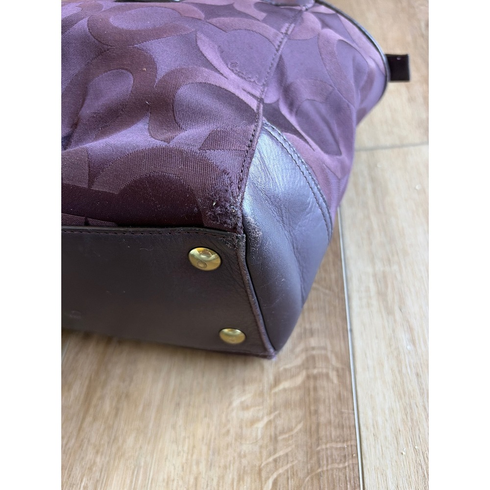 Plum Coach Taylor Op Art Alexis Tote with Dual Shoulder Straps and Gold Hardware - Picture 6 of 8